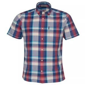 BARBOUR Madras 7 Short Sleeve Plaid Shirt Button Up 100% Cotton Men’s Large